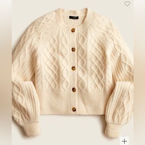 J. Crew Stretch-wool cropped cable-knit cardigan sweater